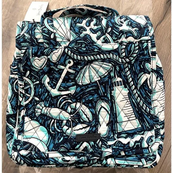 Vera Bradley GRAND Hanging Organizer Travel Cosmetic Bag Shore Enough Nautical - Picture 2 of 5
